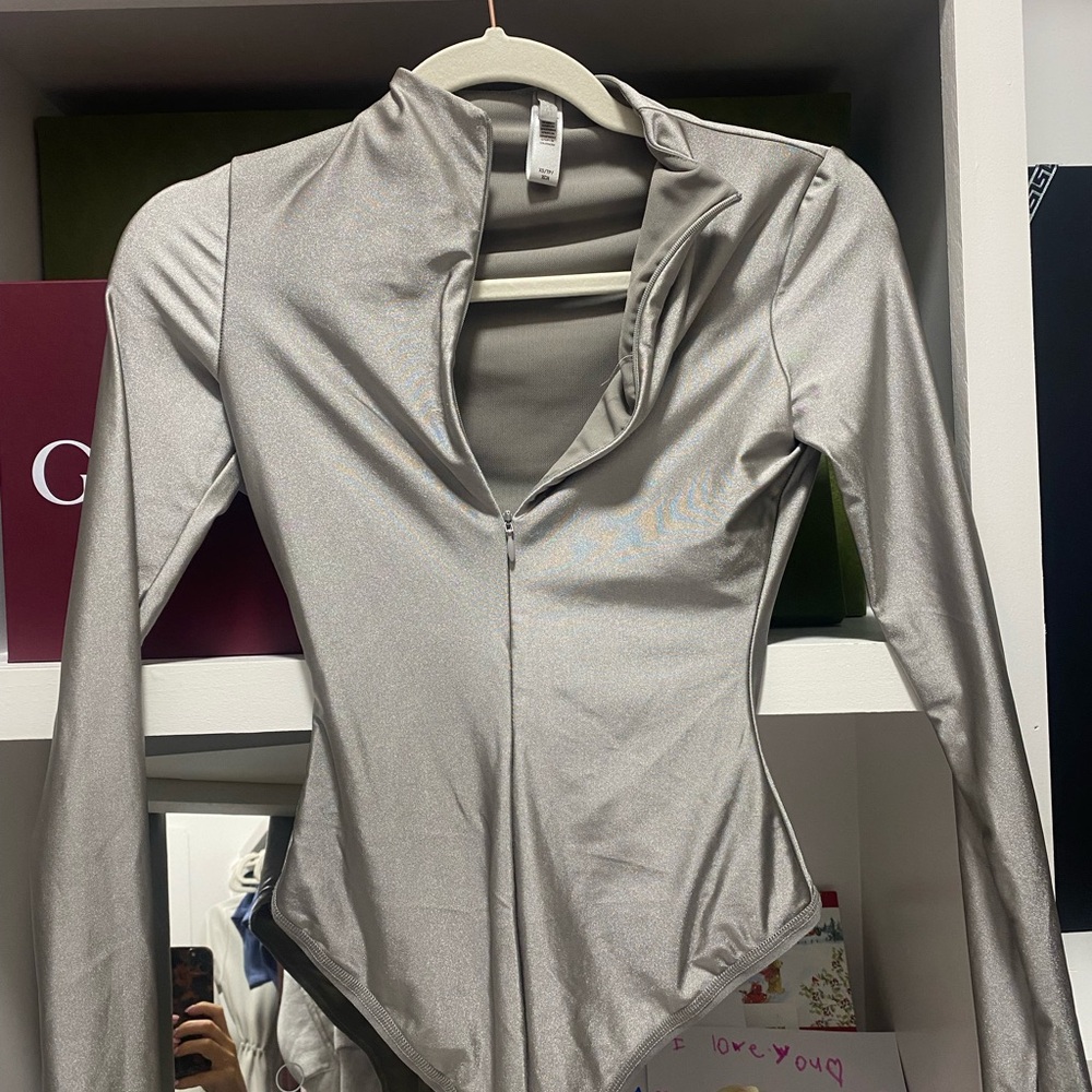 SKIMS silver Long Sleeve Bodysuit SKIMS